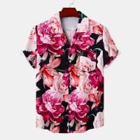 Polyester Mannen korte mouw Casual Shirt Afgedrukt Bloemen meer kleuren naar keuze stuk