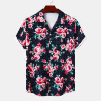 Cotton Slim Men Short Sleeve Casual Shirt printed floral PC