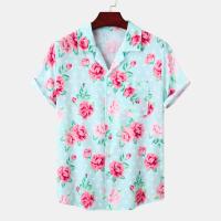ポリエステル メンズ半袖カジュアルシャツ 印刷 花 選択のためのより多くの色 一つ