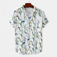 Cotton Men Short Sleeve Casual Shirt & loose printed Others PC