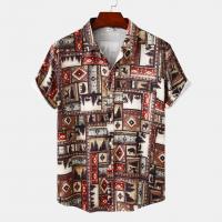 Cotton Men Short Sleeve Casual Shirt & loose patchwork Others PC