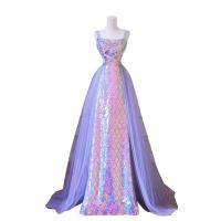 Polyester Slim & High Waist Long Evening Dress large hem design patchwork Others multi-colored PC
