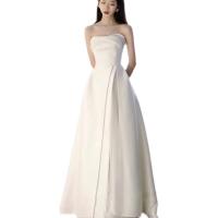 Polyester Waist-controlled & Slim & High Waist Long Evening Dress backless & off shoulder patchwork Others white PC