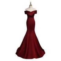 Polyester Waist-controlled & Slim & Mermaid & High Waist Long Evening Dress & off shoulder patchwork Others PC
