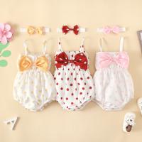 Polyester Baby Jumpsuit with hair accessory printed dot PC