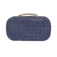 Metal & Polyester hard-surface & Easy Matching Clutch Bag attached with hanging strap & with rhinestone PC