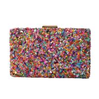 Metal & PVC & Polyester hard-surface & Easy Matching Clutch Bag attached with hanging strap multi-colored PC