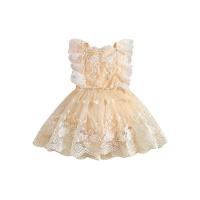 Polyester Ball Gown Girl One-piece Dress Cute floral khaki PC
