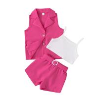 Polyester Girl Clothes Set & three piece Pants & camis & top Set