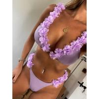 Gasa & Poliéster Bikini, teñido de manera simple, Sólido, púrpura,  Conjunto