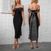 Viscose Slim & High Waist One-piece Dress black PC