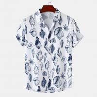 Cotton Men Short Sleeve Casual Shirt & loose patchwork shell PC