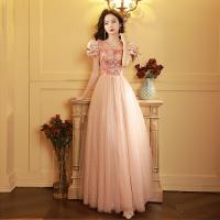 Polyester Slim Long Evening Dress patchwork champagne PC