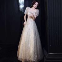 Polyester Waist-controlled & Slim & High Waist Long Evening Dress patchwork PC