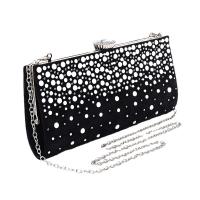 Velour Evening Party Clutch Bag with chain Polyester black PC
