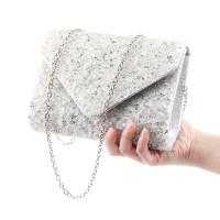 Acrylic & Rhinestone Evening Party Clutch Bag with chain Polyester Solid silver PC