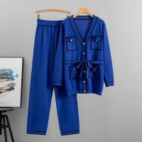 Viscose Fiber Women Casual Set & two piece Long Trousers & coat Set