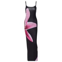 Polyester Slim & High Waist Slip Dress printed PC