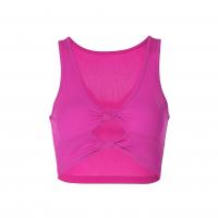 Polyester Slim & High Waist Tank Top midriff-baring & hollow patchwork Solid fuchsia PC