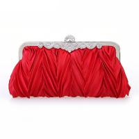 Satin & Rhinestone Clutch Bag soft surface & attached with hanging strap Solid PC