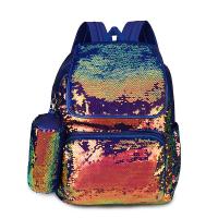 PU Leather & Sequin Easy Matching Backpack with hanging ornament & large capacity PC