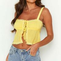 Cotton lace Camisole midriff-baring stretchable Solid PC