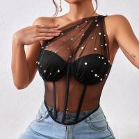 Polyester Tank Top see through look black PC