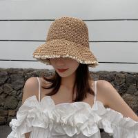 Straw & Lace Easy Matching Bucket Hat sun protection & adjustable & breathable Solid PC