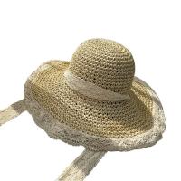 Straw & Lace Outdoor & windproof Sun Protection Straw Hat sun protection & adjustable Solid PC