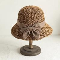 Straw Sun Protection Straw Hat with bowknot & sun protection & adjustable Solid PC