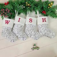 Knitted Christmas Decoration Stocking christmas design Sequin silver PC