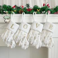 Gebreide Kerstdecoratie sokken goudfolieprint ander keuzepatroon Witte stuk