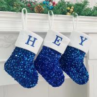 Knitted Christmas Decoration Stocking christmas design Sequin blue PC