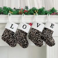 Knitted Christmas Decoration Stocking christmas design Sequin black PC