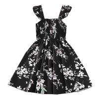 Polyester Slim Girl One-piece Dress printed Solid black PC