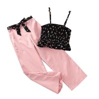 Polyester Slim Girl Clothes Set & two piece Pants & camis black Set