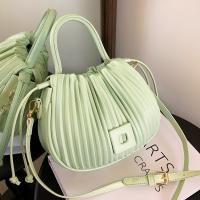 PU Leather Bucket Bag Handbag soft surface & attached with hanging strap Solid PC