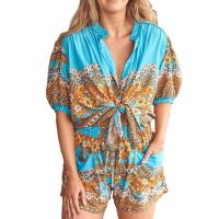 Polyester Plus Size Women Casual Set & two piece short & top printed Set