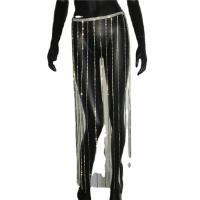 Glass Rhinestone & Metal Tassels Sexy Skirt patchwork Solid : PC