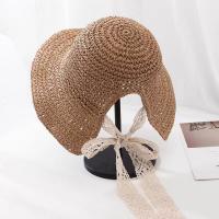 Straw & Lace Easy Matching Sun Protection Straw Hat sun protection & for women & adjustable Solid PC
