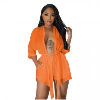 Polyester Lady Sexy Suit deep V & two piece & breathable Solid Set