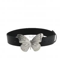 鉄 & PUレザー ファッションベルト 蝶のパターン 青 一つ