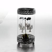 Glass & Stainless Steel & Iron windproof Candle Holder rotatable plated PC