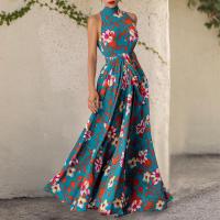 Polyester Slim & High Waist One-piece Dress patchwork PC