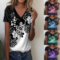 Polyester Frauen Kurzarm T-Shirts, Gedruckt, Floral, mehr Farben zur Auswahl,  Stück