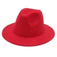 Felt windproof Fedora Hat sun protection & thermal & unisex & breathable & with rhinestone Solid PC