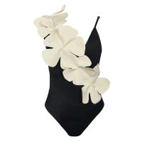 Polyester High Waist One-piece Swimsuit & skinny style floral PC