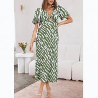 Polyester Plus Size One-piece Dress deep V printed PC