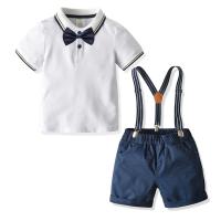 Cotton Boy Clothing Set & two piece suspender pant & top printed Set