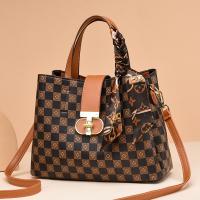 PVC hard-surface & Easy Matching Handbag attached with hanging strap plaid PC